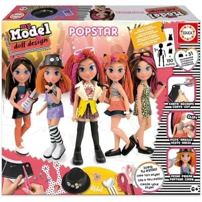 Image of Educa My Model doll Design Pop Star. Articulated to create over 150 amazing different looks, cut the fabric and dress it up with numerous fabrics accessories included (19203)