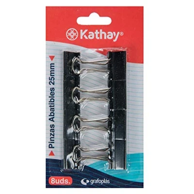 Image of Kathay 86400810 Blister Pack of 8 Folding Clips, 25 mm, Black