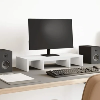 Image of vidaXL Monitor Stand Adjustable White 60x24x10.5 cm Engineered Wood