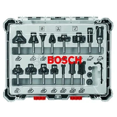 Image of BOSCH (Universally Compatible Accessory) RBS015MBS 15 pc. Carbide Tipped Wood Router Bit Set