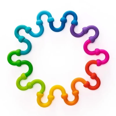 Image of Fat Brain Toys Plip Links Bendy Silicone Link Connector that Close and Open with a Pop Sensory for Kids Creative Building