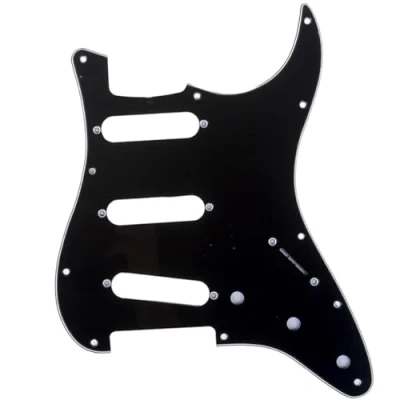 Image of Musiclily Pro 11 Hole 62 Vintage SSS Strat Pickguard for American Stratocaster Electric Guitar, 3Ply Black