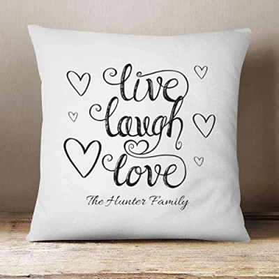 Image of Luxury personalised Live, Laugh, Love family cushion, Cushion Cover, gift for Family. Just add your name!