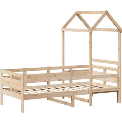 Image of vidaXL Day Bed with Roof without Mattress 90x190 cm Single Solid Wood