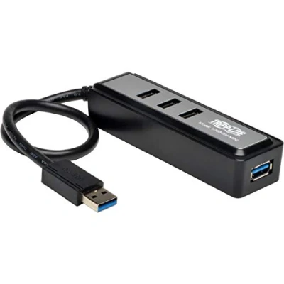 Image of Tripp Lite 4 Port Portable USB 3.0 Superspeed Mini Hub with Built In Cable (U360 004 MINI)