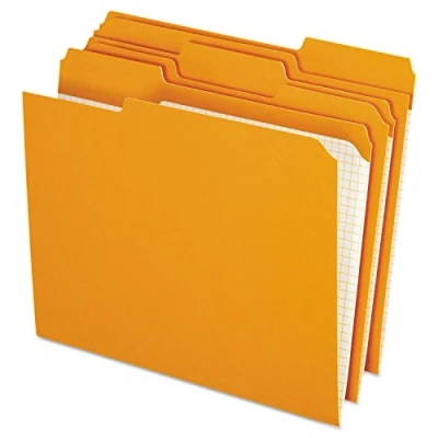 Image of Pendaflex Color File Folders with Interior Grid, Letter Size, Orange, 1/3 Cut, 100/BX (R152 ORA)