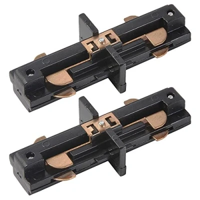 Image of Litecraft Track Butt Connector for Single Circuit Mains Fitting (Black, Pack of 2)