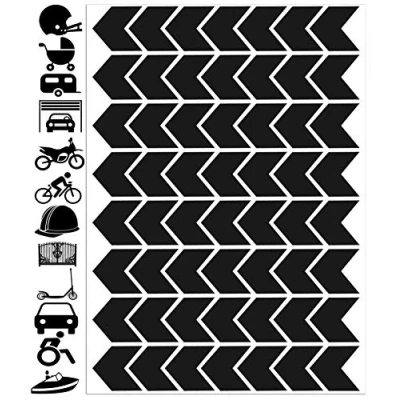 Image of Biomar Labs® 56pcs High Visibility Warning Reflective Stickers Kit Decals Black Reflector Highly Night Safety Arrows Universal Self Adhesive D 50