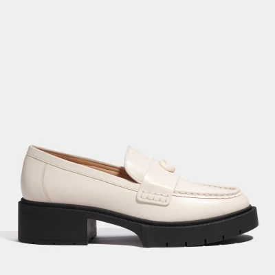 Image of Coach LEAH Loafer Slipons, Women&#039;s, Size: 5, Chalk Sheepskin