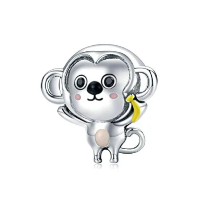 Image of Monkey Charm 925 Sterling Silver Cat Cow Tiger Peacock Animal Pet for Pandora Bracelet (Monkey)