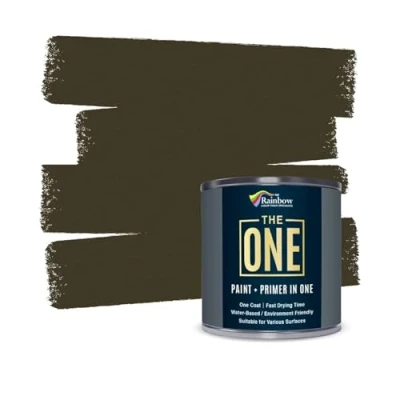 Image of THE ONE Paint &amp; Primer: Most Durable Furniture Paint, Cabinet Front Door, Walls, Bathroom, Kitchen, Tile and More Quick Drying for Interior/Exterior (Brown Matte, 250ml.)