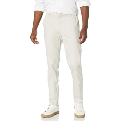 Image of Amazon Essentials Men&#039;s Slim Fit Wrinkle Resistant Flat Front Stretch Chino Trousers, Stone, 28W / 29L