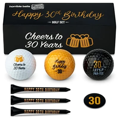Image of Horrible Balls Golf Birthday Gift Sets 40th 50th 60th 70th Perfect Novelty Golfing Present For Him or Her (30th Birthday)