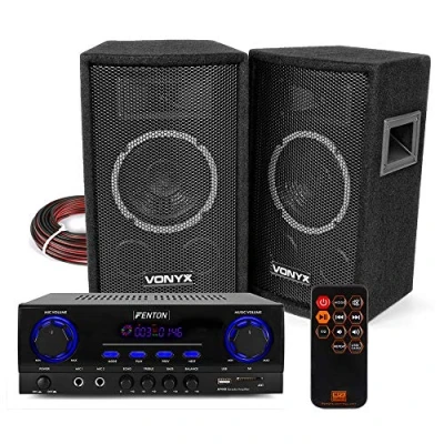 Image of VONYX SL6 HiFi Speaker Set and Stereo Amplifier, Bluetooth MP3 Home Audio Music System