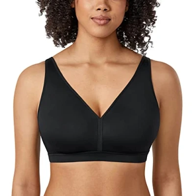 Image of AISILIN Non Wired Bras for Women Comfort Wireless Bralette Support Full Coverage Unlined Soft T Shirt Plus Size Bra Black 48G