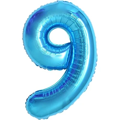 Image of Number Balloons 9,Blue 9 for Birhtday Party Decoration,40 Inch Giant Helium Foil Boys Girls 9th Birthday Decor Anniversary Decorations Supplies