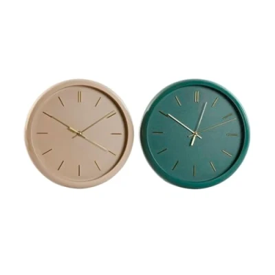 Image of Home ESPRIT Modern Wall Clock PVC Green Pink 30 x 4 cm (Pack of 2)