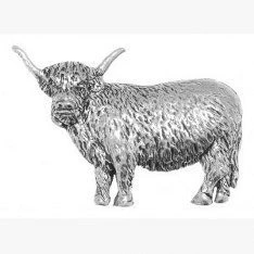 Image of Highland Cow Pin Badge Brooch Gift, Supplied in Organza Bag