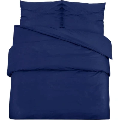 Image of vidaXL Duvet Cover Set Navy Blue 155x220 cm Light weight Microfiber