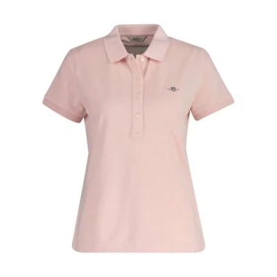 Image of GANT SLIM Sheild CAP Sleeve Polo shirt, Women&#039;s, Size: XL, Faded pink