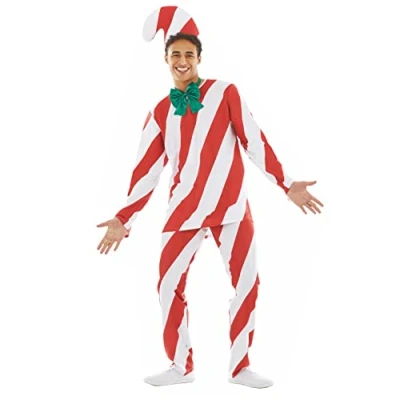 Image of Fun Shack Candy Cane Costume Adult, Fancy Dress, Funny Christmas Outfits for Men, Adult Men Medium