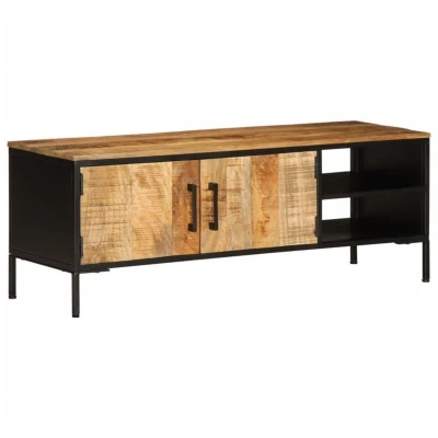 Image of vidaXL TV Cabinet Stand/Entertainment Centre Unit Solid Rough Mango Wood, 110x35x40 cm, Brown, for Living Room/Bedroom