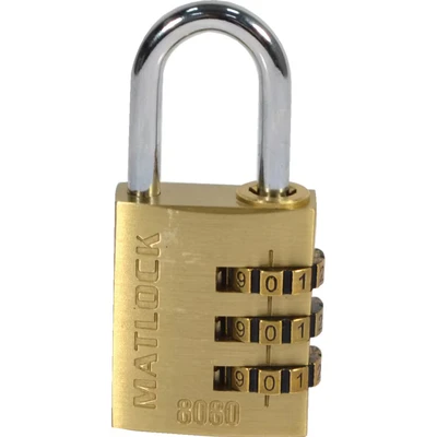 Image of Matlock 3 Dial Brass Combination Padlocks 30mm, Pack of 4