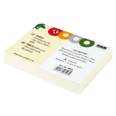 Image of Han 9812 Index Cards Croco, Durable Cardboard Coloured Print 10 Boxes of 100 Yellow, A7 / 500 Stück