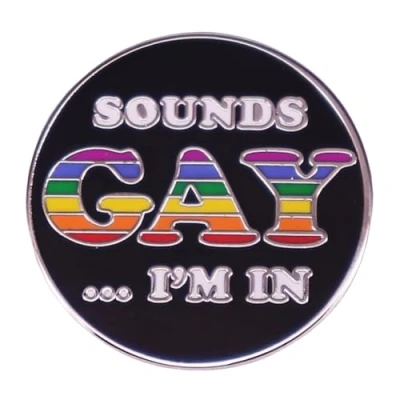 Image of haohaoyu Sounds Gay I’m In Rainbow Enamel Pin LGBT Pride Brooch Lapel Badge Funny Quote LGBTQ for Backpack Clothes Jewelry Gift Bisexual Friends