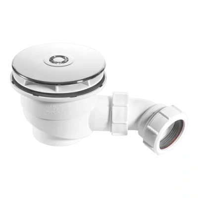 Image of McAlpine ST90CB10 90mm Shower Trap Plated Brass, Chrome and White