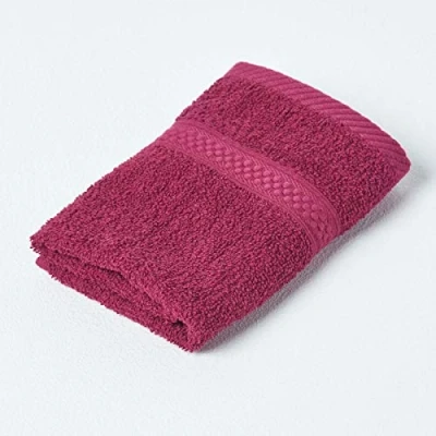 Image of HOMESCAPES Burgundy Turkish Cotton Face Cloth Flannel Super Soft Thick &amp; Absorbent 500 GSM Towel Heavy Weight for everyday Luxury