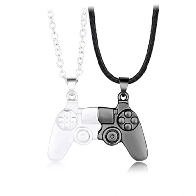 Image of FokCalgary 1 Pair Couple Necklace Magnetic Game Controller Men and Women Alloy Pendant for Boyfriend Girlfriend