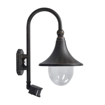 Image of Lindby outdoor wall light Daphne, antique black, sensor, aluminium
