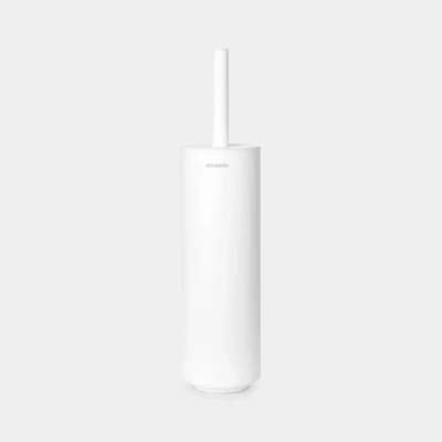 Image of Brabantia Mindset Toilet Brush and Holder Bristle Protective Steel Handle Corrosion Resistant Bathroom Accessory Fresh White 42 x 11 9.6 cm