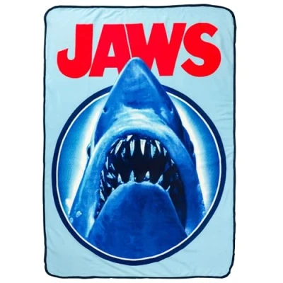Image of Silver Buffalo Jaws Need A Bigger Boat 45&quot; x 60&quot; Fleece Throw, Soft and Cozy Blanket, 180 GSM