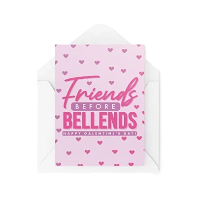 Image of Galentine&#039;s Day Cards Friends Before Bell Ends Best Friend Bestie Card Anti Valentines Funny Girly CBH1591
