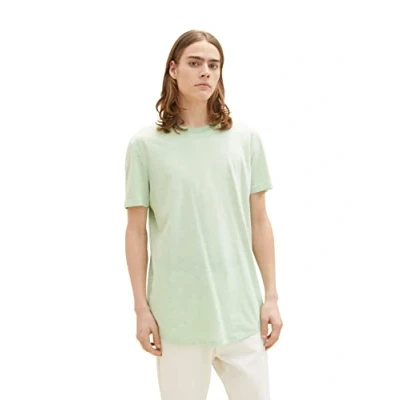 Image of TOM TAILOR Denim Men&#039;s 1035609 Long fit T Shirt, 31353 Green White Fine Yd Stripe, S