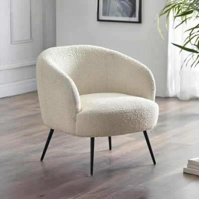 Image of Julian Bowen Gigi Boucle Accent Chair Ivory, 76.5 x 72 74