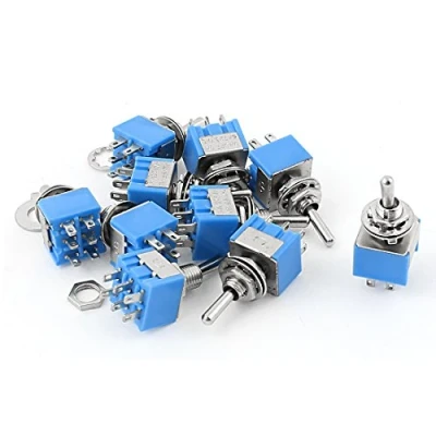 Image of Sourcingmap 10Pcs AC 125V 6A ON Off DPDT Latching Mini Toggle Switch Blue 6mm