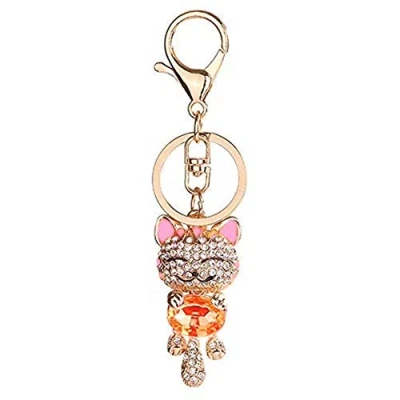 Image of JewelBeauty Cute Kitten Bling Crystal Rhinestone Keychain Lovely Animal Fortune Cat Keyring