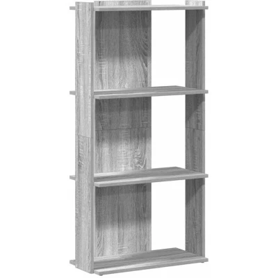 Image of vidaXL 3 Tier Bookcase Freestanding Grey Sonoma Engineered Wood Shelf 60x30x120 cm for Home/Office