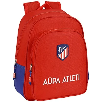 Image of SAFTA Unisex Kid&#039;s Backpack Children&#039;s School of Atletico Madrid, 270x100x330 Mm, 270x100x330mm, Red and Navy Blue, Estándar