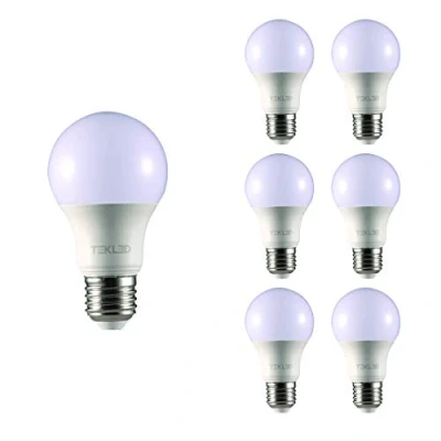 Image of TEKLED® A60 LED Bulbs E27 Edison Screw Energy Saving 7W Light Bulb 60W Incandescent Equivalent 4000K 595LM NONDIMMABLE 6 Pack Cool White