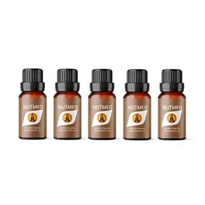 Image of Aroma Energy Nutmeg Essential Oil 50ml (5 x 10ml Bottles) 100% Pure &amp; Natural