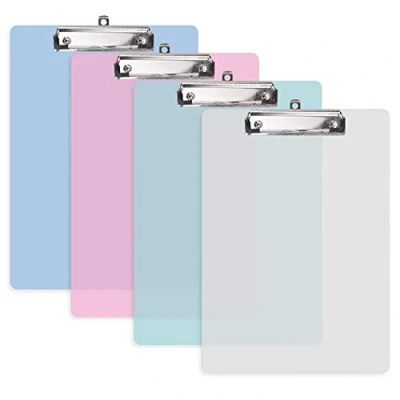 Image of 4 Pack Plastic Transparent Clipboard, A4 Clipboards, Colors(315 * 225MM)