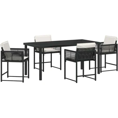 Image of vidaXL Garden Dining Set 5 pcs Black Poly Rattan