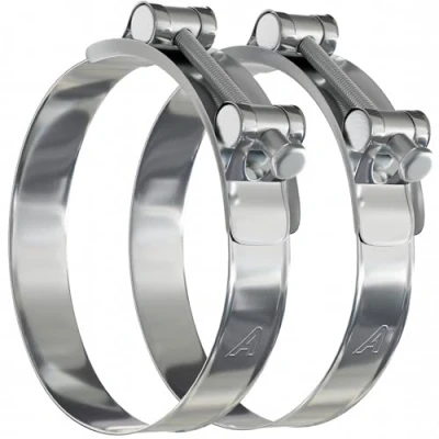 Image of 2 Pack 60mm &gt; 63mm T Bolt Hose Clamps Zinc Turbo Pipe Clips