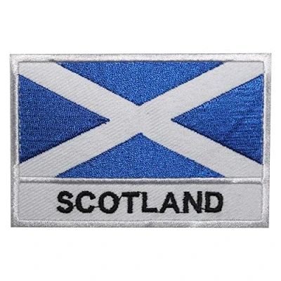 Image of Scotland National Flag Embroidered Iron on Sew Patch Badge for Clothes etc. 9 X 6 cm