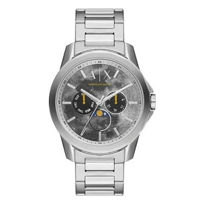 Image of Armani Exchange Watch for Men , Quartz Multifunction movement, 44MM Silver Stainless Steel case with a strap, AX1736