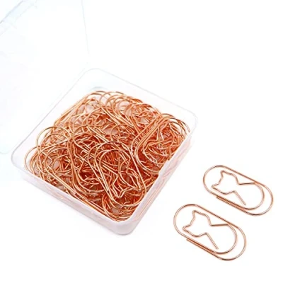 Image of 50Pcs Paper Clips, Cat Office Supplies Bookmark Funny Clips for School Home Desk Organizers (Rose Gold)